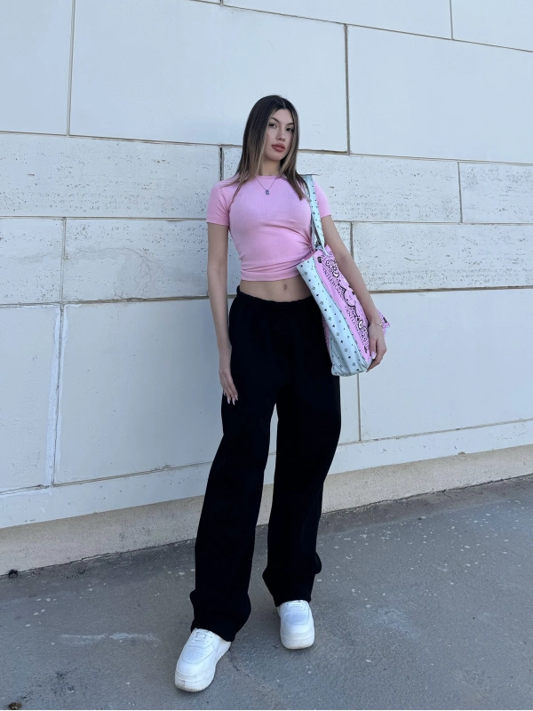 Oysho Pembe Slim Fit Basic Crop