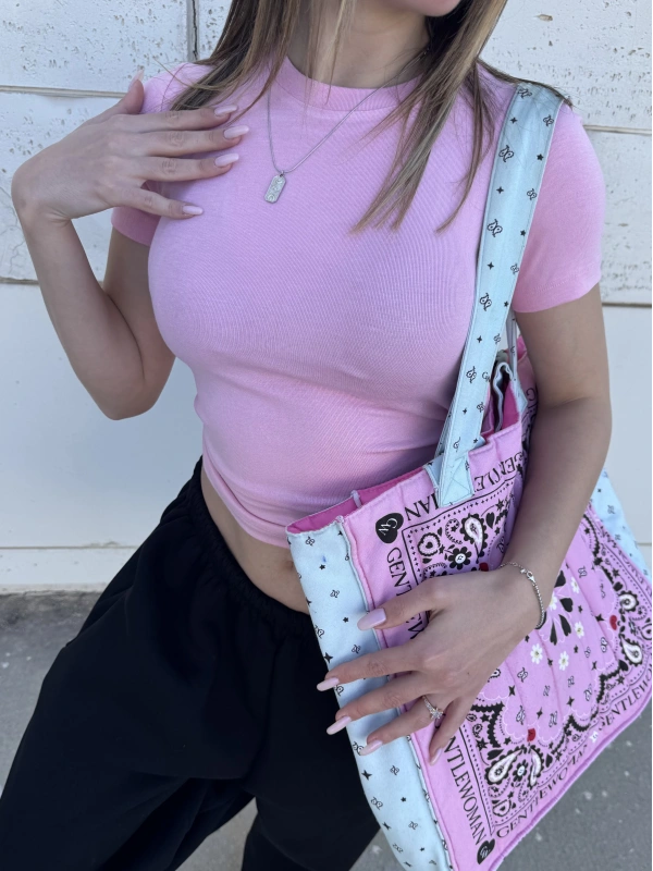 Oysho Pembe Slim Fit Basic Crop