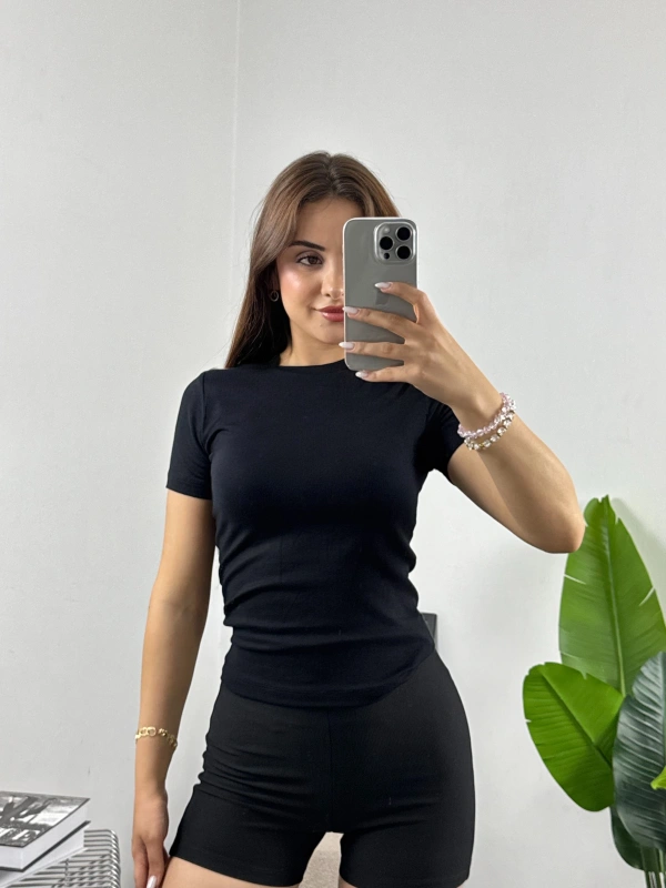 Oysho Siyah Slim Fit Basic Crop