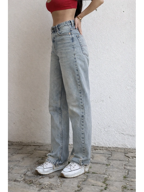 Sty Blue Tnt Yırtık Paça Mom Jean