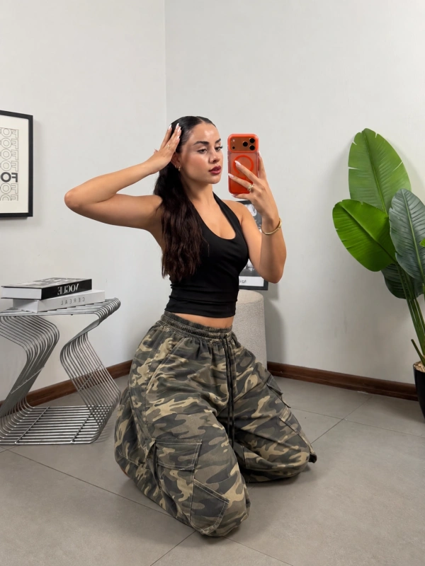 Urban Camo Flex Oversize Baggy Kargo Pantolon
