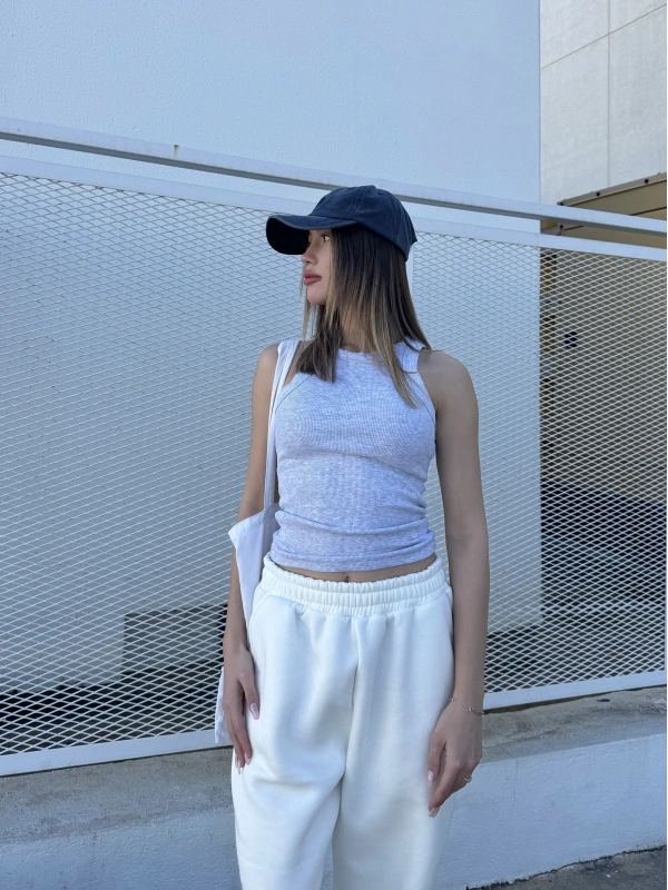 ZR Halter Yaka Slim Fit Atlet Gri