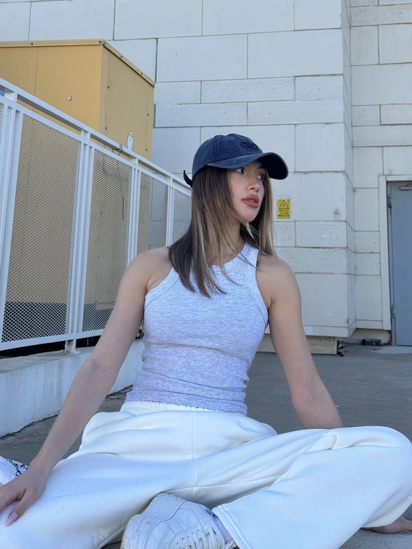 ZR Halter Yaka Slim Fit Atlet Gri