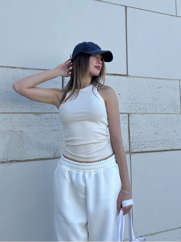 ZR Halter Yaka Slim Fit Atlet Krem