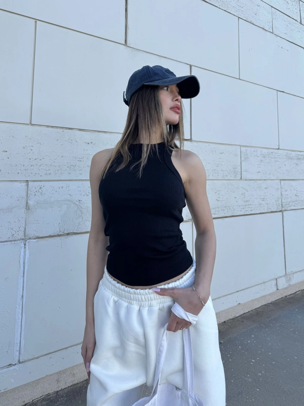 ZR Halter Yaka Slim Fit Atlet Siyah