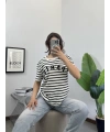 Çizgili Paris Nakışlı Tshirt