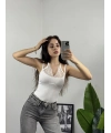 Dantel Bağlamalı Bodysuit Beyaz