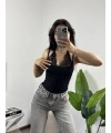 Dantel Bağlamalı Bodysuit Siyah