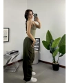 Ayarlanabilir Askılı Fit Bodysuit Haki