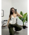 Ayarlanabilir Askılı Fit Bodysuit Beyaz