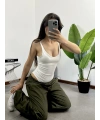 Ayarlanabilir Askılı Fit Bodysuit Beyaz