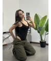 Ayarlanabilir Askılı Fit Bodysuit Siyah