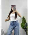 Mini Taşlı Ayarlanabilir Askılı Bodysuit Beyaz