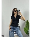 Siyah Fermuarlı Crop Spor Ceket