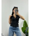 Siyah Fermuarlı Crop Spor Ceket