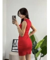 Dantelli Modal Mini Elbise Kırmızı