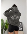 Soul Oversize Fermuarlı Hoodie Sweat Antrasit