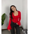 Carmen İspanyol Kollu Bluz Kırmızı