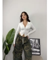 Grace Fermuarlı Beyaz Bluz