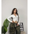 Grace Fermuarlı Beyaz Bluz