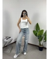 Kare Yaka Croptop Beyaz