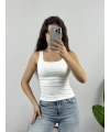 Kare Yaka Croptop Beyaz