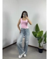 Kare Yaka Croptop Pembe