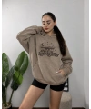LLS Deri Detaylı Baskılı Oversize Hoodie Sweat