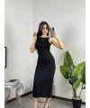 N-Look Orj Marka Siyah Beyaz Biyeli Maxi Elbise