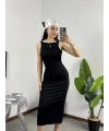 N-Look Orj Marka Siyah Beyaz Biyeli Maxi Elbise