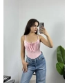 Önü Bağlamalı Pembe Bodysuit