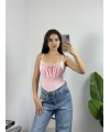 Önü Bağlamalı Pembe Bodysuit