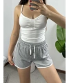 Orj Marka Şeritli Şort Gri