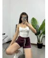 Orj Marka Şeritli Şort Bordo