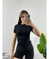 Oysho Siyah Slim Fit Basic Crop