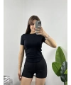 Oysho Siyah Slim Fit Basic Crop