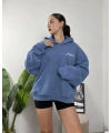 Pequs İndigo Mavi Oversize Hoodie Sweat