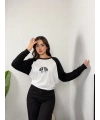Reglan Kol NYC Baskılı Bluz Beyaz