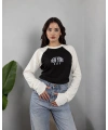 Reglan Kol NYC Baskılı Bluz Siyah