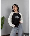Reglan Kol NYC Baskılı Bluz Siyah