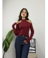 Scarlet Omuz Dekolteli Bluz Bordo
