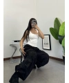 Siyah Tactical Stoperli Unisex Kargo Pantolon