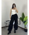Siyah Tactical Stoperli Unisex Kargo Pantolon