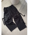 Siyah Tactical Stoperli Unisex Kargo Pantolon