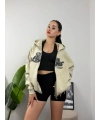 Taş Rengi LLS Fermuarlı Nakışlı Hoddie Sweat