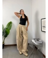 Urban Bej Oversize Baggy Kargo Pantolon