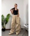 Urban Bej Oversize Baggy Kargo Pantolon