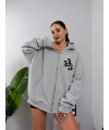 Urban Script Oversize Fermuarlı Hoodie Sweat