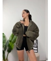 Yıkamalı Oversize Çift Fermuarlı Kalın Hoddie Sweat