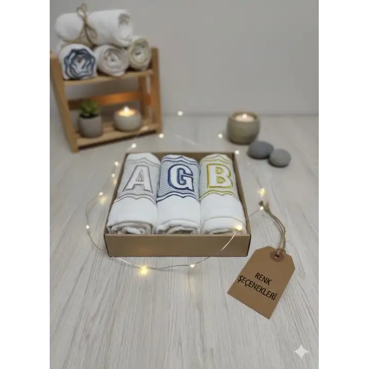 100 Pamuk Kadife El Havlusu 30x50 cm Kişiye Özel Harf Nakışlı Hediyelik